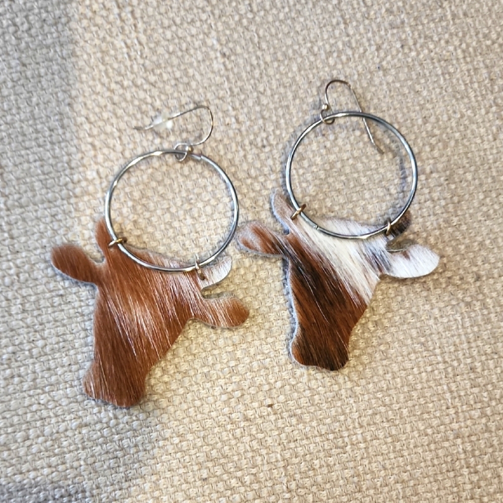 Cow Print Hoop Earrings